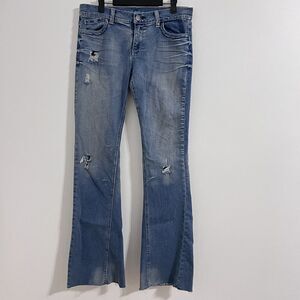 Standards & Practices Distressed Flared Jeans Size W 11 / L 37 Bohemian Low Rise